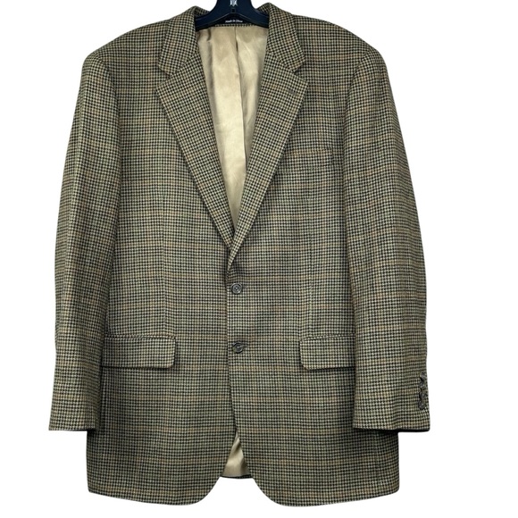 Lauren Ralph Lauren Lambswool Houndstooth Blazer 42L Sport Coat Jacket Preppy - Picture 1 of 16